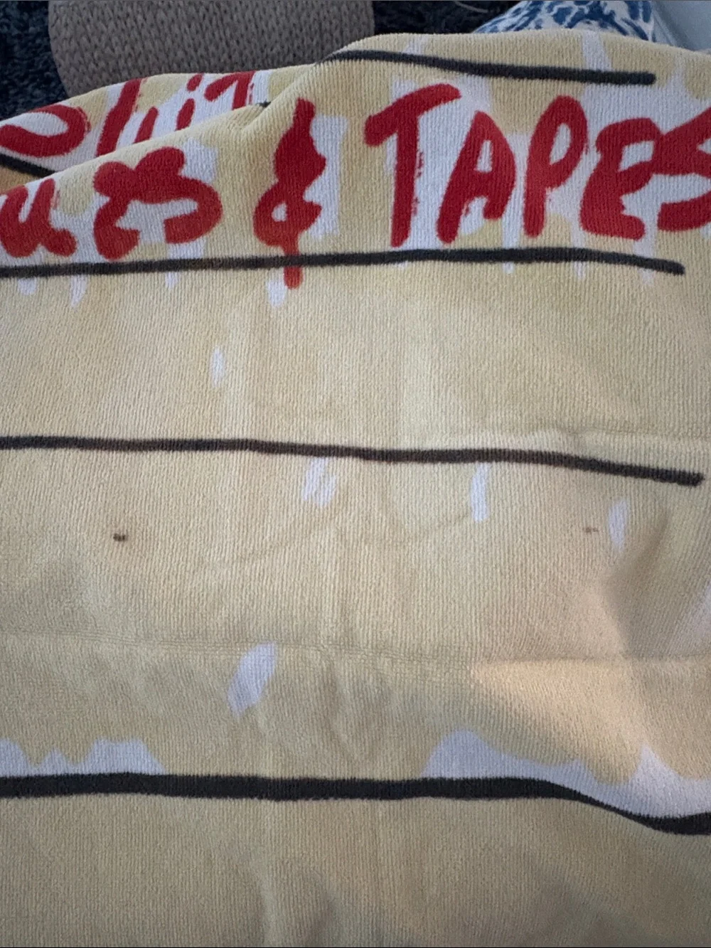 Vintage (1986) Yellow Graphic Beach Towel with Handwritten List